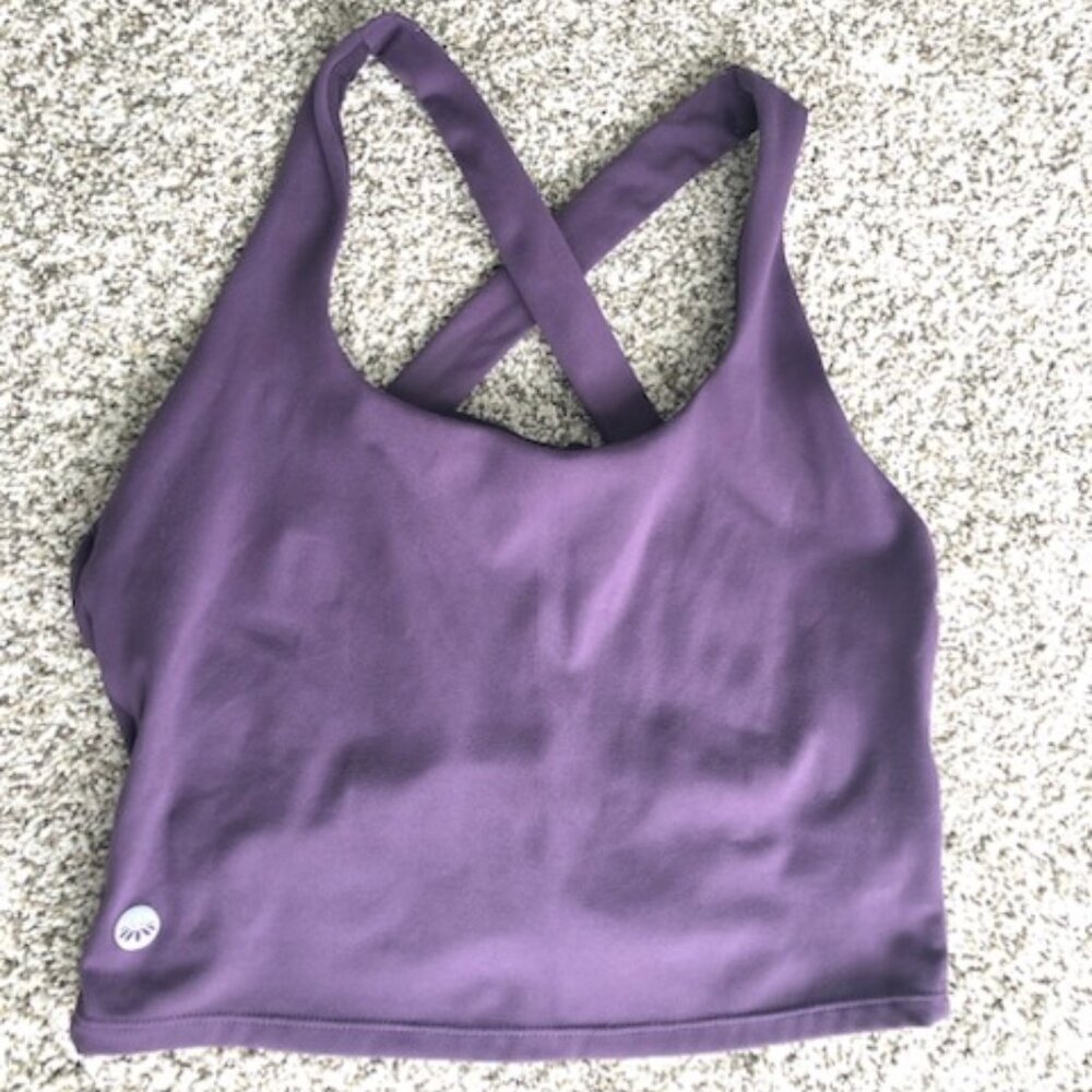 Senita Athletics Women's workout crop top size small in purple (eggplant)